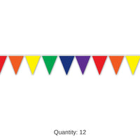 12 Pack Bulk Solid Rainbow Party Pennant Banner
