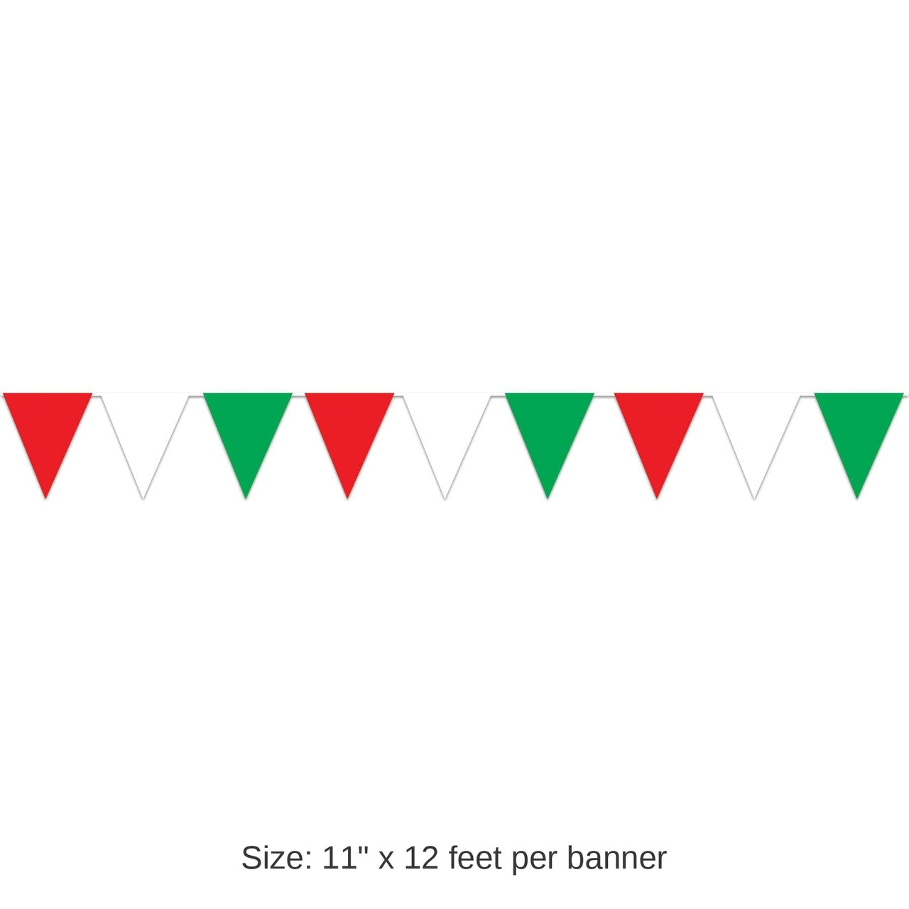 12 Pack Bulk 12 ft. Red - White/Green Party Pennant Banner
