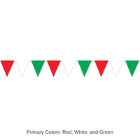 12 Pack Bulk 12 ft. Red - White/Green Party Pennant Banner