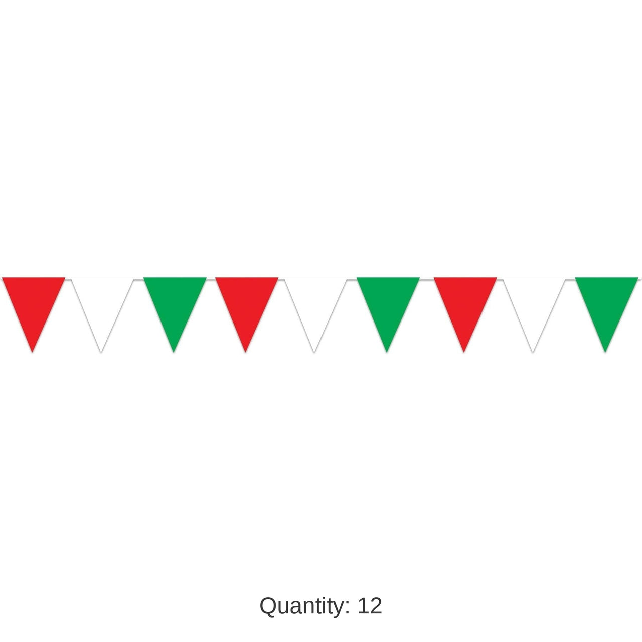 12 Pack Bulk 12 ft. Red - White/Green Party Pennant Banner