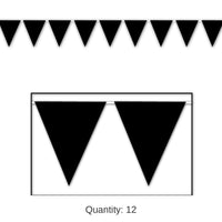 12 Pack Bulk Black Party Pennant Banner