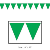12 Pack Bulk Green Party Pennant Banner
