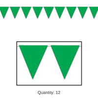 12 Pack Bulk Green Party Pennant Banner