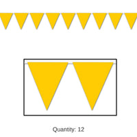12 Pack Bulk Golden-Yellow Party Pennant Banner
