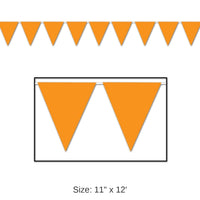 12 Pack Bulk Orange Party Pennant Banner