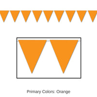 12 Pack Bulk Orange Party Pennant Banner