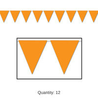 12 Pack Bulk Orange Party Pennant Banner