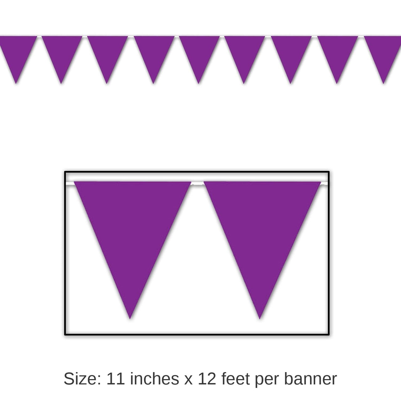 12 Pack Bulk Purple Party Pennant Banner