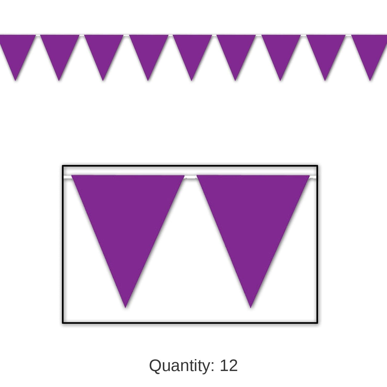 12 Pack Bulk Purple Party Pennant Banner