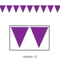 12 Pack Bulk Purple Party Pennant Banner
