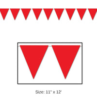 12 Pack Bulk Red Party Pennant Banner