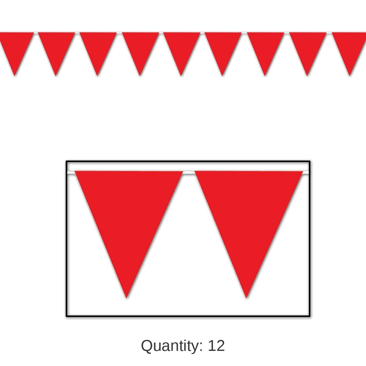 12 Pack Bulk Red Party Pennant Banner