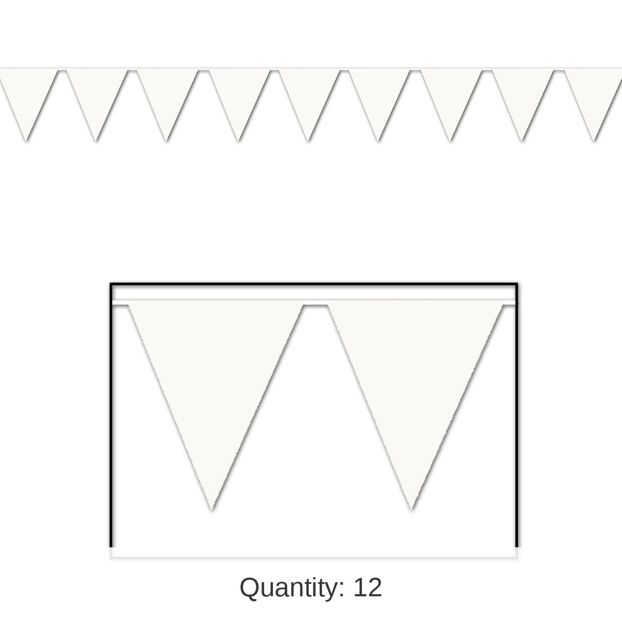 12 Pack Bulk White Party Pennant Banner