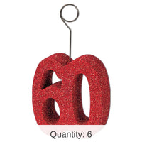6 Pack Bulk Glittered 60th Birthday Party Photo/Balloon Holder