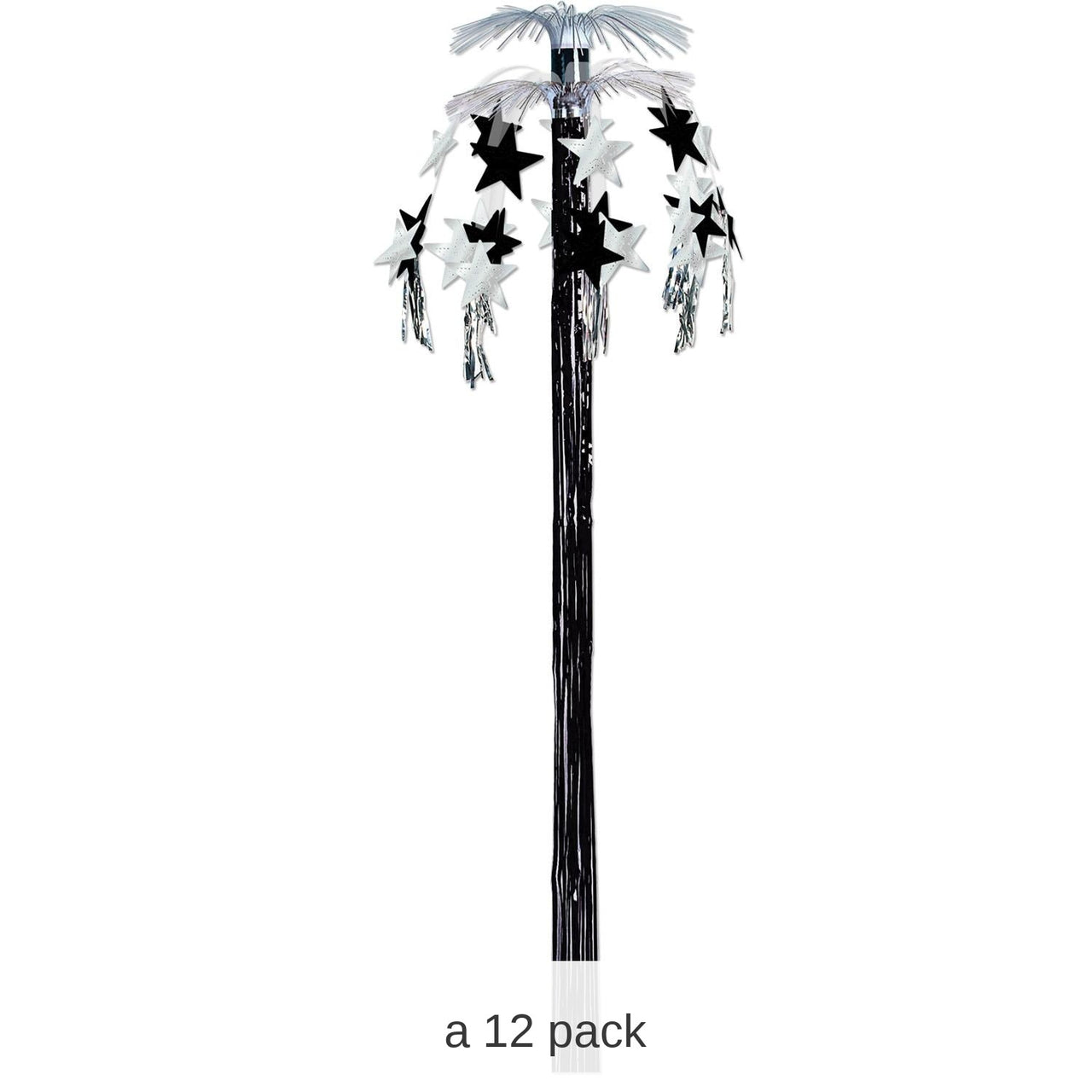 12 Pack Bulk Star Cascade Party Fountain - black/silver