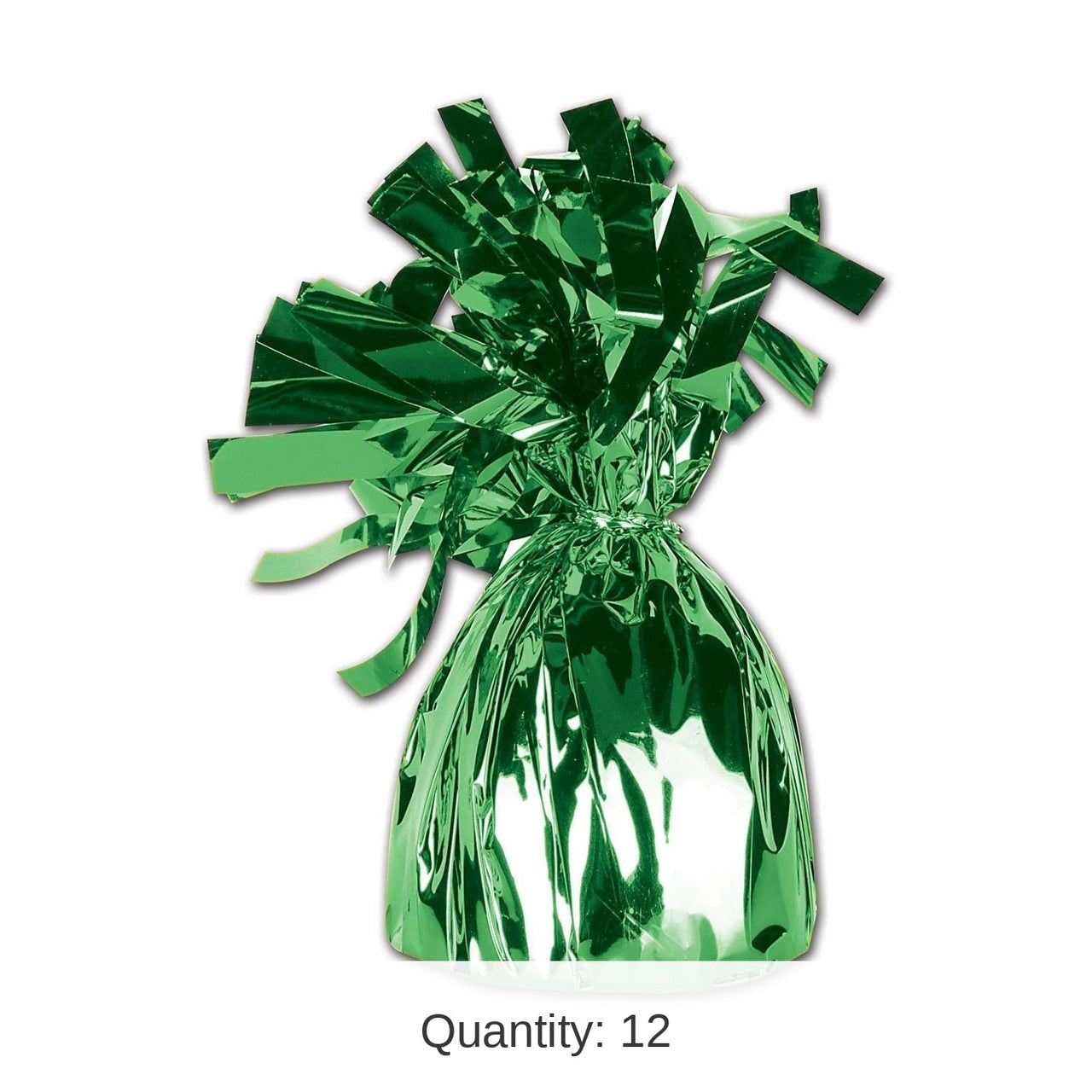 12 Pack Bulk Metallic Wrapped Balloon Weight green