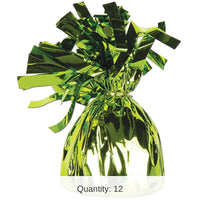 12 Pack Bulk Metallic Wrapped Balloon Weight Light green