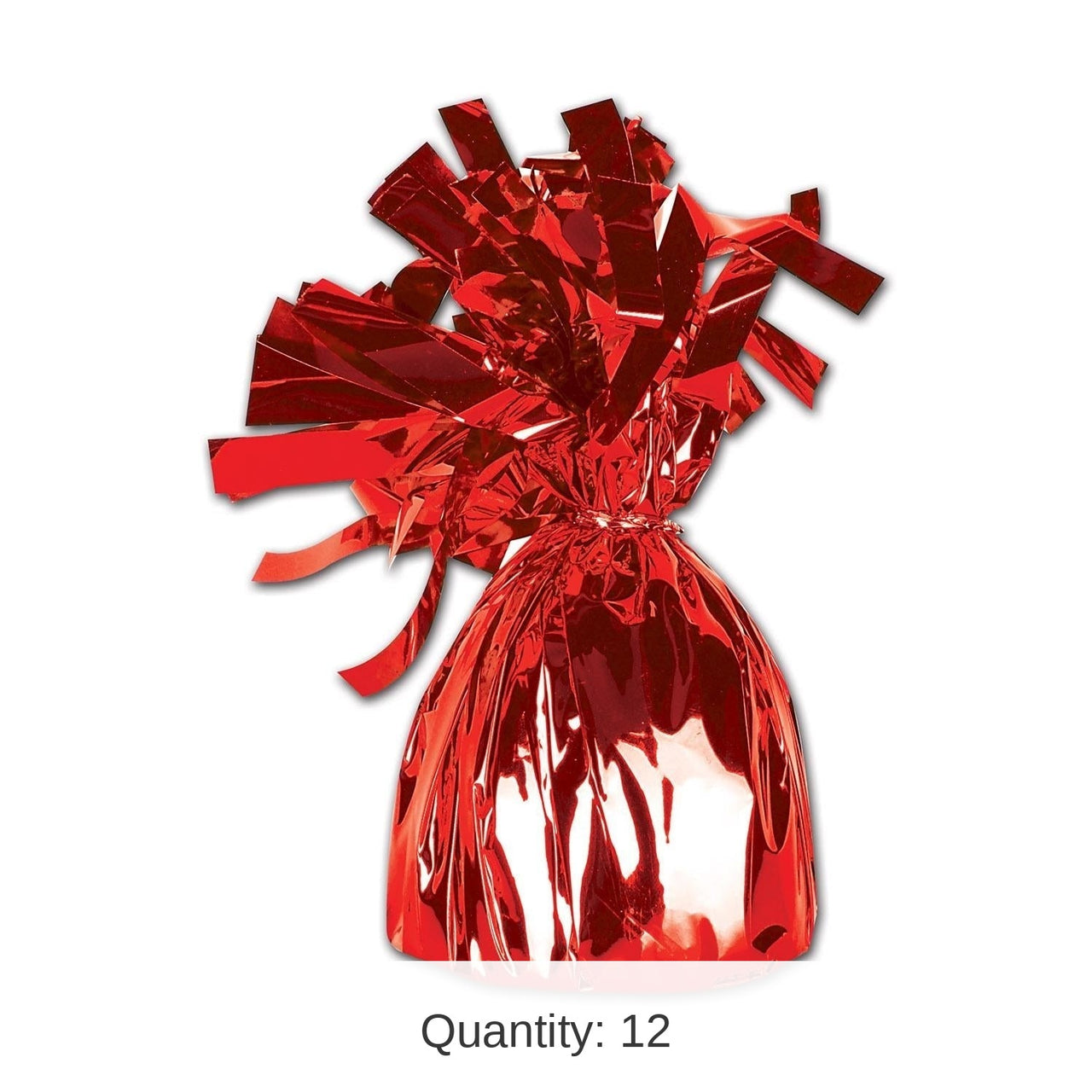 12 Pack Bulk Metallic Wrapped Balloon Weight red
