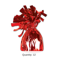 12 Pack Bulk Metallic Wrapped Balloon Weight red