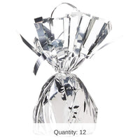 12 Pack Bulk Metallic Wrapped Balloon Weight silver