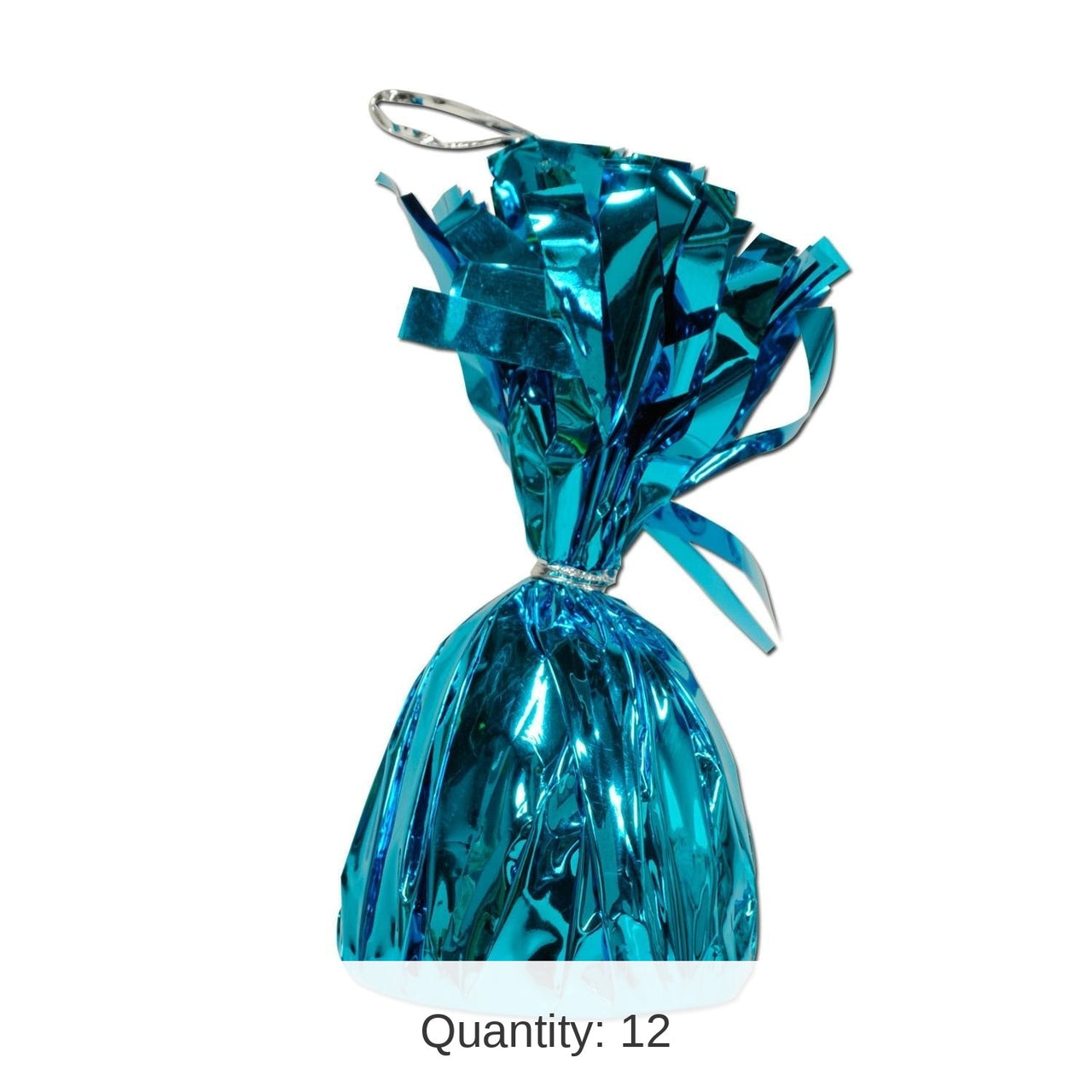 12 Pack Bulk Metallic Wrapped Balloon Weight turquoise