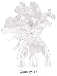 12 Pack Bulk Metallic Wrapped Balloon Weight white