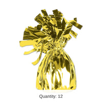 12 Pack Bulk Metallic Wrapped Balloon Weight yellow cellophane