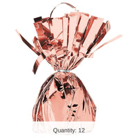 12 Pack Bulk Metallic Wrapped Balloon Weight rose gold