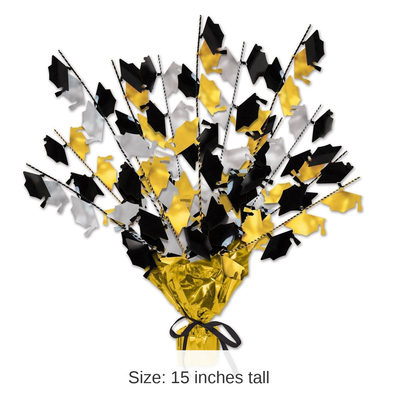 12 Pack Bulk Graduation Party Centerpiece - black - gold - silver