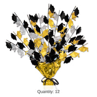 12 Pack Bulk Graduation Party Centerpiece - black - gold - silver
