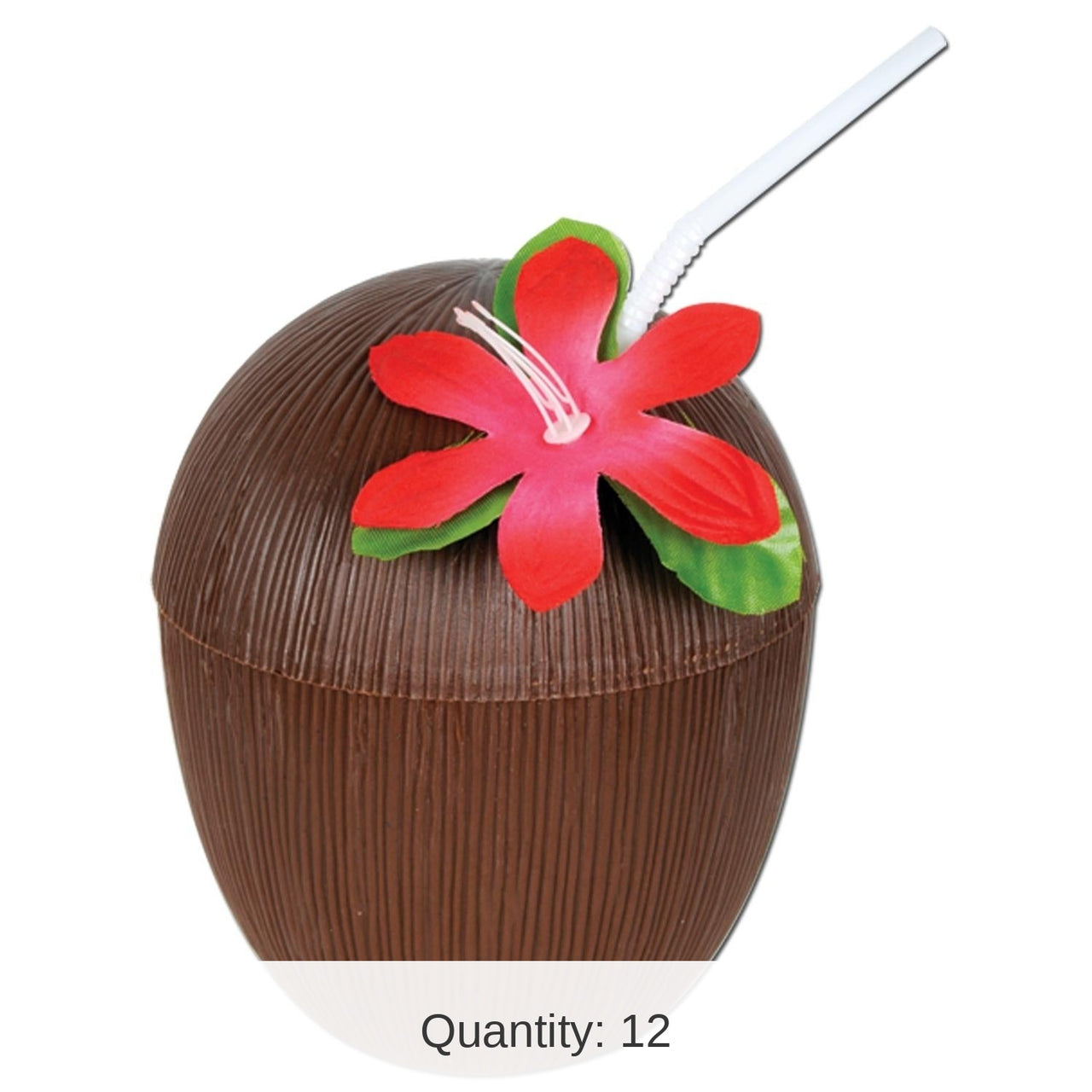 12 Pack Bulk Luau Party Plastic Coconut Cup