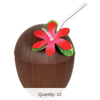 12 Pack Bulk Luau Party Plastic Coconut Cup