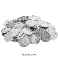 1200 Pack Bulk Plastic Party Coins - silver