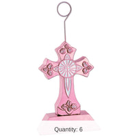 6 Pack Bulk Cross Party Photo/Balloon Holder - pink