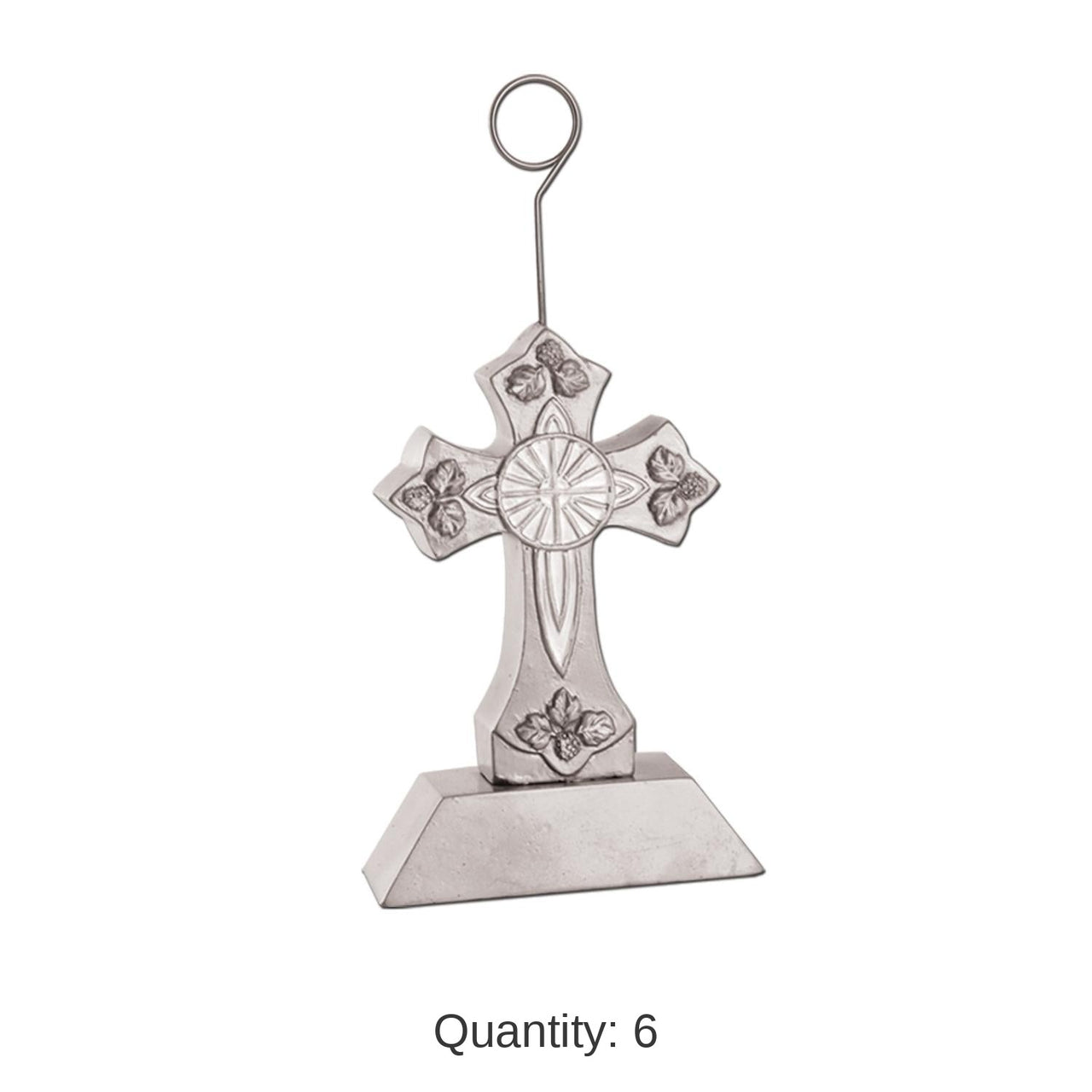 6 Pack Bulk Cross Photo/Balloon Holder - silver