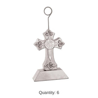 6 Pack Bulk Cross Photo/Balloon Holder - silver