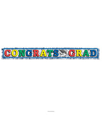 12 Pack Bulk Metallic Congrats Grad Graduation Party Fringe Banner