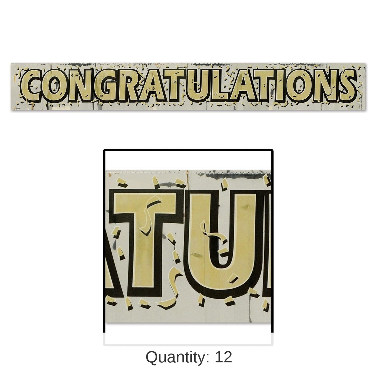 12 Pack Bulk Metallic Congratulations Graduation Party Fringe Banner