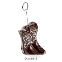 6 Pack Bulk Cowboy Boots Photo/Balloon Holder