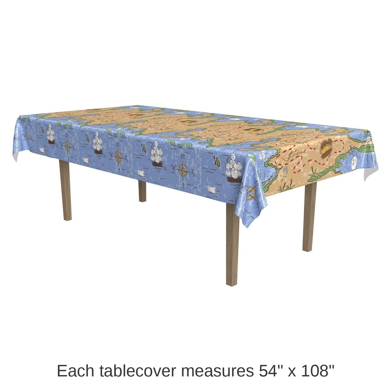 12 Pack Bulk Treasure Map Pirate Party Tablecover