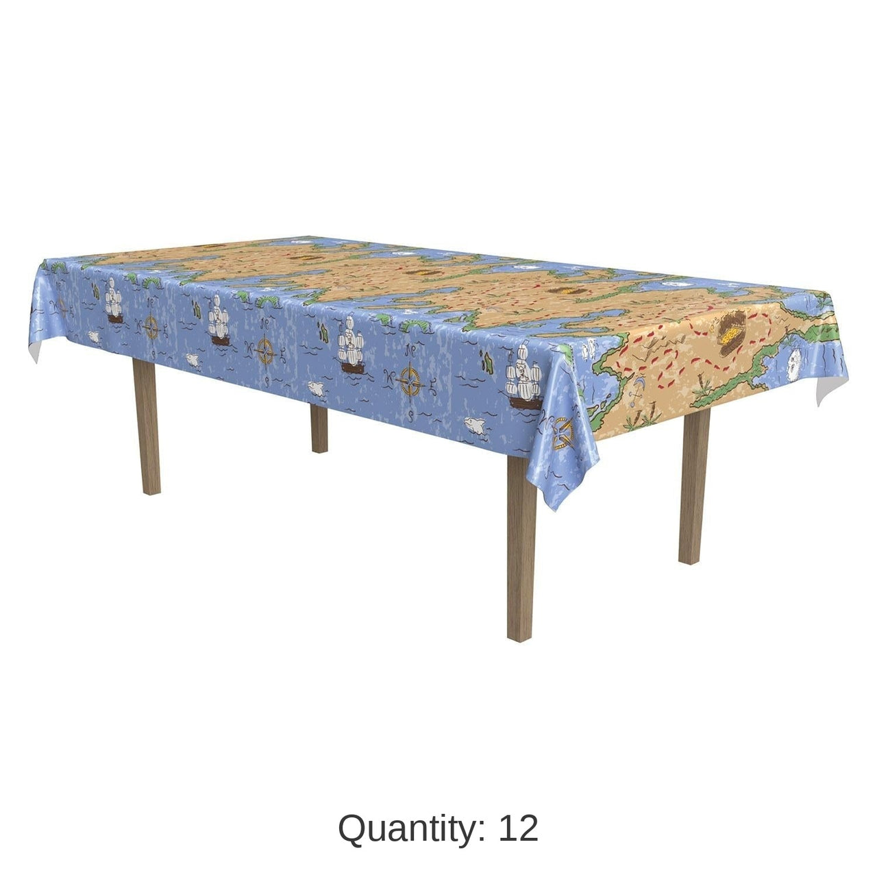 12 Pack Bulk Treasure Map Pirate Party Tablecover