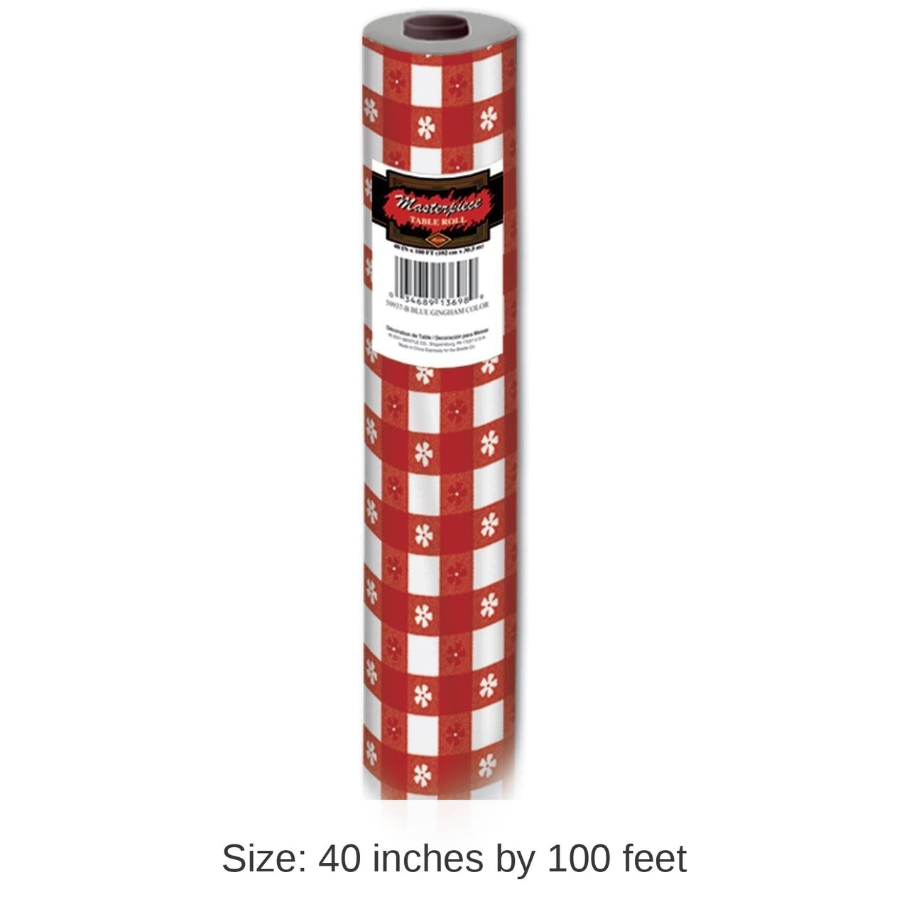 Gingham Party Table Roll - red - plastic