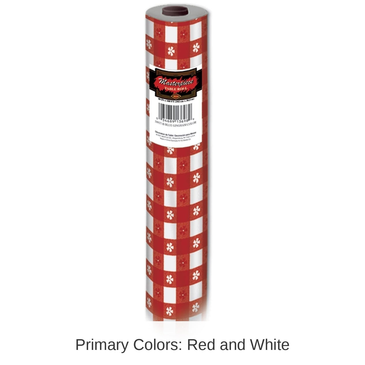 Gingham Party Table Roll - red - plastic