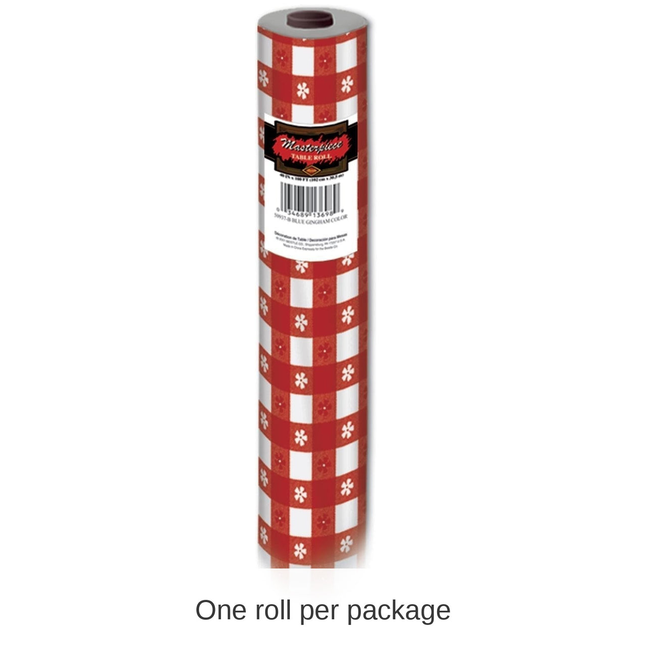 Gingham Party Table Roll - red - plastic