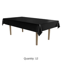 Bulk 12 Pack Bulk Black Plastic Rectangular Party Tablecover