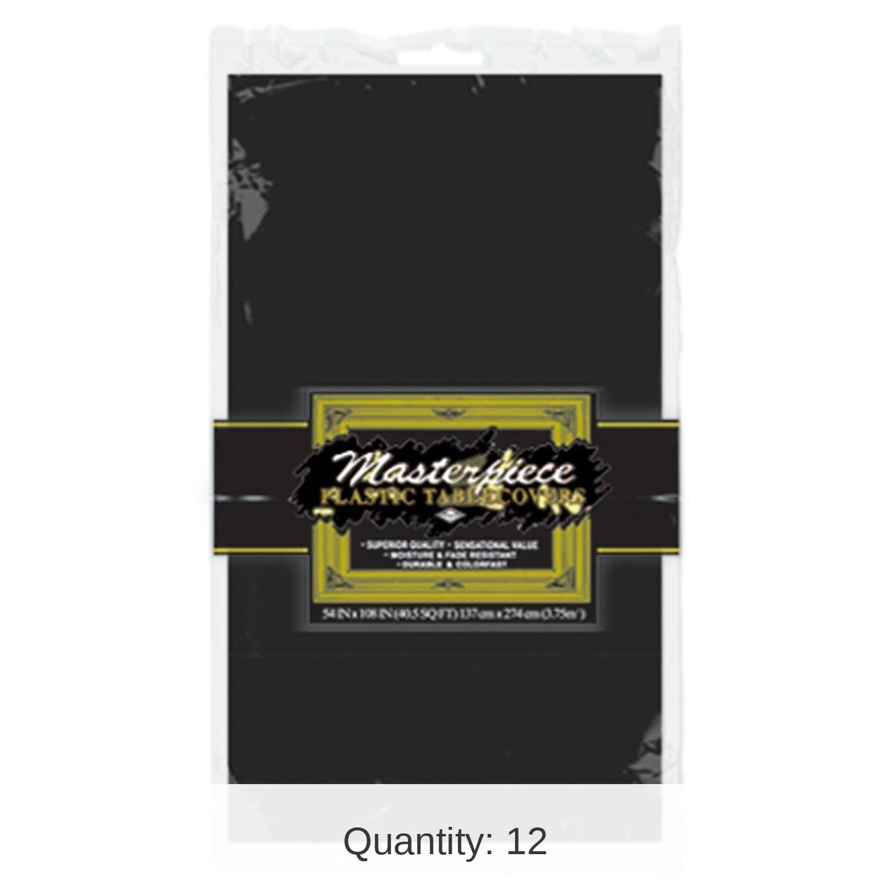 Bulk 12 Pack Bulk Black Plastic Round Party Tablecover