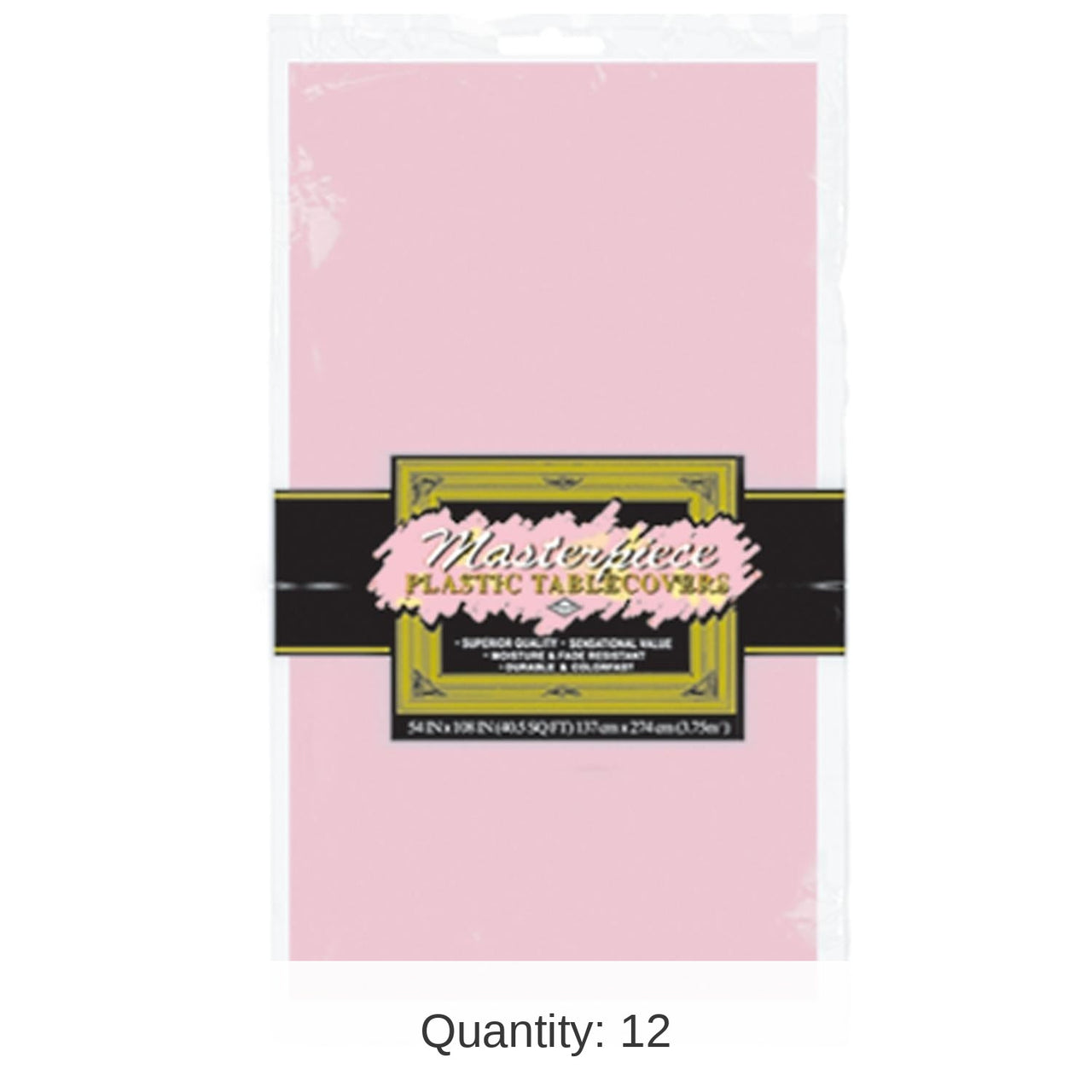 12 Pack Bulk Plastic Party Round Tablecover- Pink