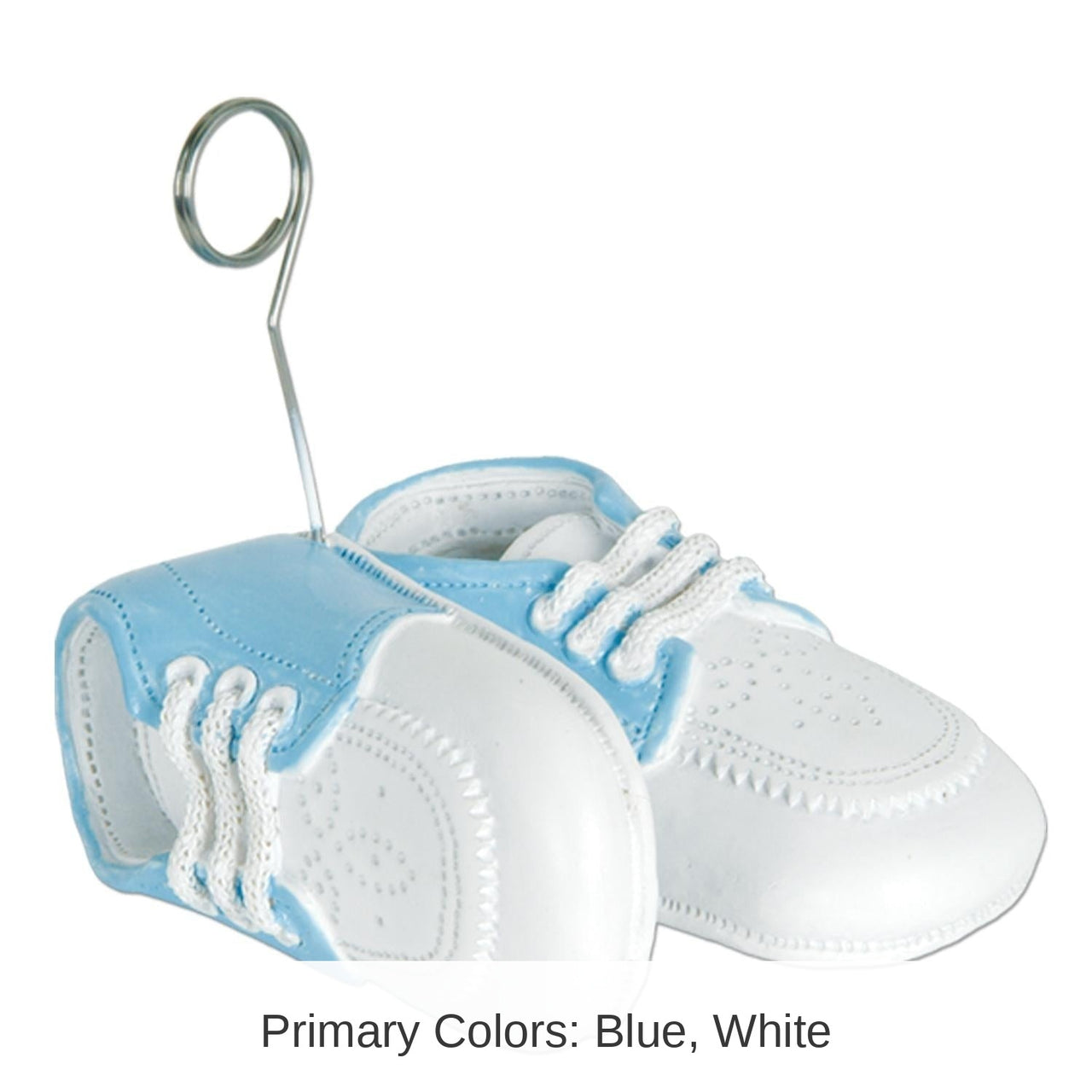 6 Pack Bulk Baby Shoes Photo/Balloon Holder - white with lt blue upper
