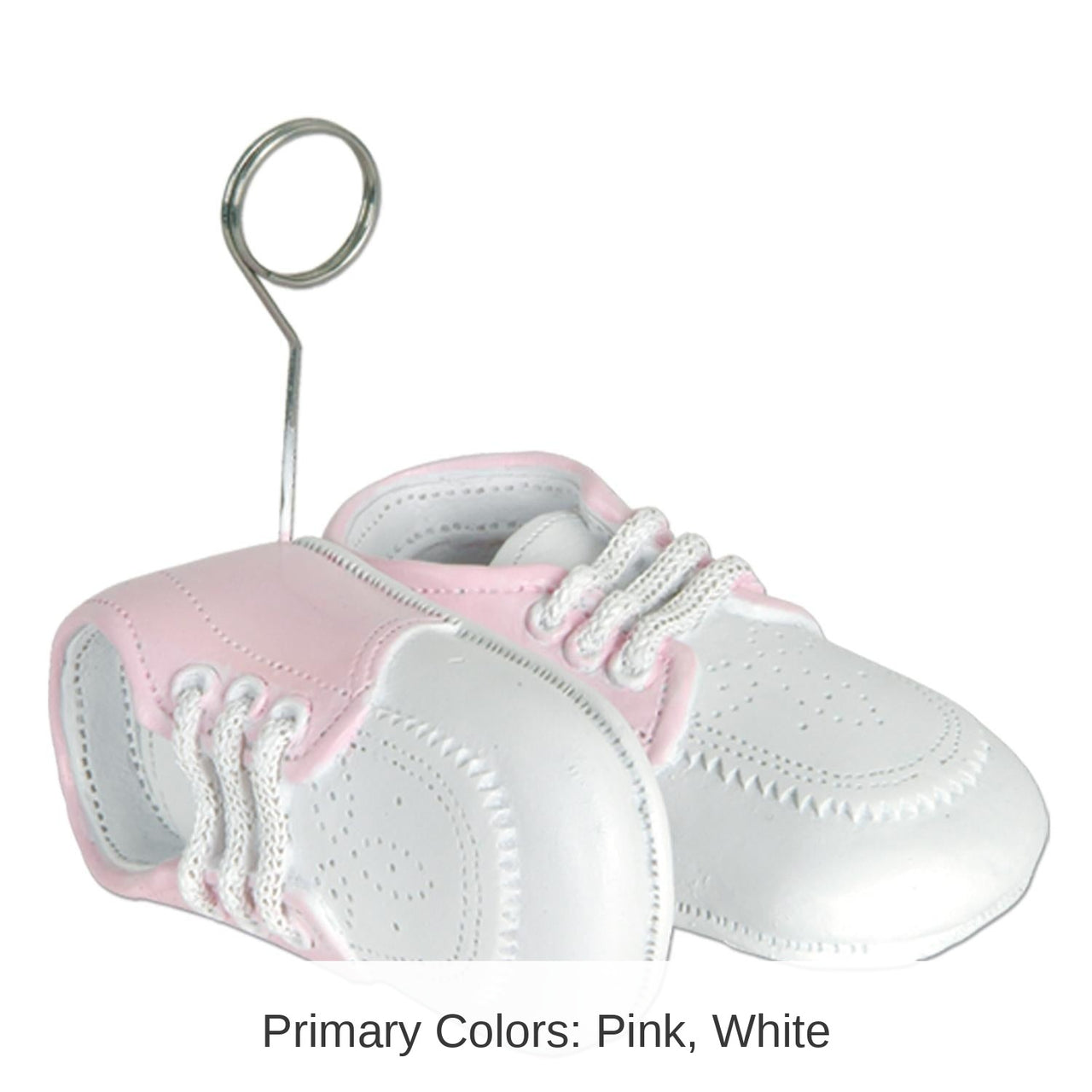 6 Pack Bulk Baby Shoes Photo/Balloon Holder - white with pink upper