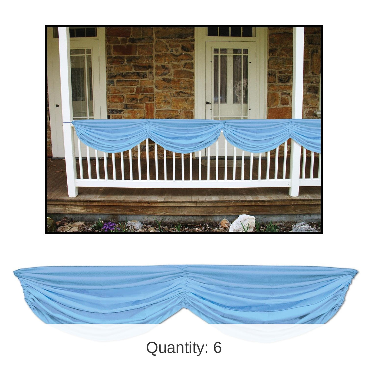6 Pack Bulk Baby Shower Fabric Bunting - Light blue